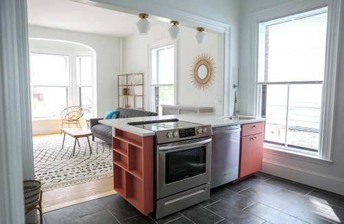 Parkside Apartment | Modern Retreat in Historic Brick Building