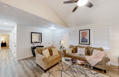 Kennesaw House | Dog-friendly home with full kitchen, furnished deck, washer/dryer, & AC