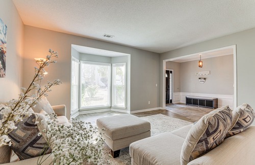 Lawrenceville Cottage | Spacious Lawrenceville Retreat w/ Fireplace + Deck