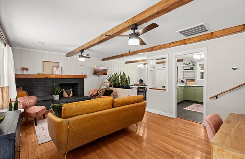 Gantt House | Weekend at GiGi's - a Greenville Mid-Century home with fire pit and game room.