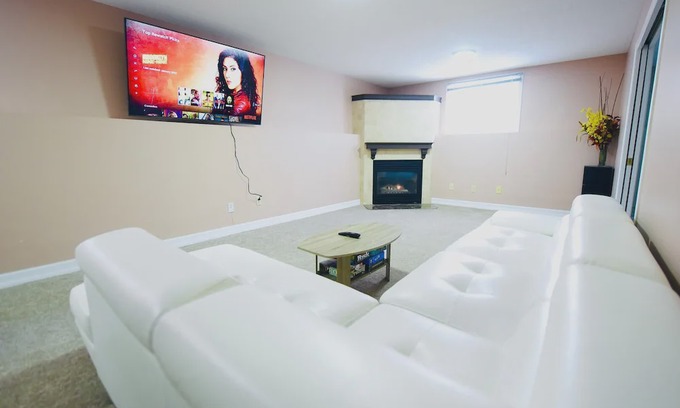 Amherstview Apartment | Spacious Hearth Escape with Natural Light & fireplace