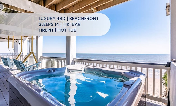 Port Bolivar House | Gilchrist Luxury 4BR | Oceanfront & Hot Tub